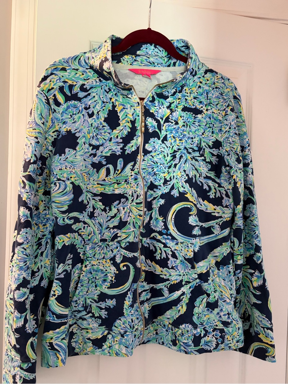 Lily Pulitzer Women's Navy Floral Zip-Front Jacket